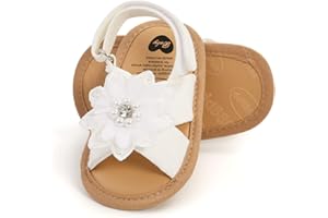 GDSDYM Infant Baby Girls Summer Sandals with Flower Bowknot Soft Sole Wedding Dress Flats Newborn First Walkers Crib Dress Shoes