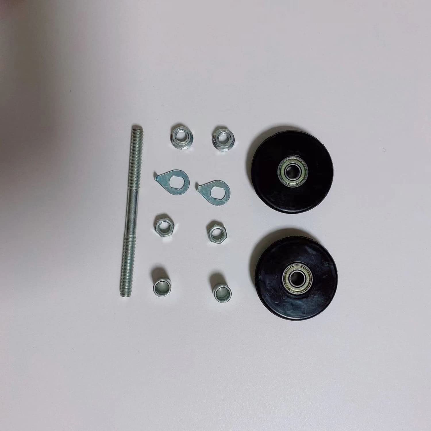 2 Set Balance Bike Wheel Hub Axle Repair Front Rear Sealed Bearing Nuts 55mm Bracket Caps Protective Cover with Solid Shaft Lever Skewer for No Pedal Kids Training Bicycle Push Bikes