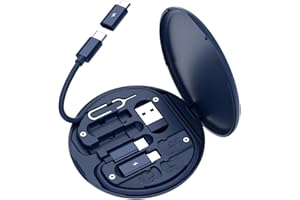 AZVEGR Multi USB Charging Adapter Cable Kit, USB C to iOS Device Adapter Box, Conversion Set A & Type C to Male Micro /Type C/iOS Device, Data Transfer, Card Storage, Tray Eject Pin, Phone Holder (blue)