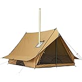POMOLY Camping Hot Tent Wall Tent, Chalet 70 Pro Portable Cabin Tent with Stove Jack and Two Poles for 2-3 Person Hiking, Hun