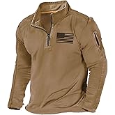 H HYFOL Men's USA Flag Graphic Pocket Pullover American Patriotic 1/4 Zip Stand Collar Long Sleeve Sweatshirts