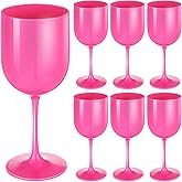 Teenyyou Plastic Wine Glasses Set of 6, 16 oz Goblet Acrylic Plastic Reusable Unbreakable Wine Cups for Bachelorette Wedding Bridal Shower Birthday Party(Pink)