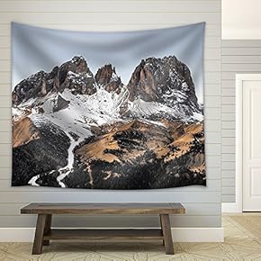 Landscape with Snow Covered Mountains - Fabric Wall Tapestry Home Decor - 51x60 inches