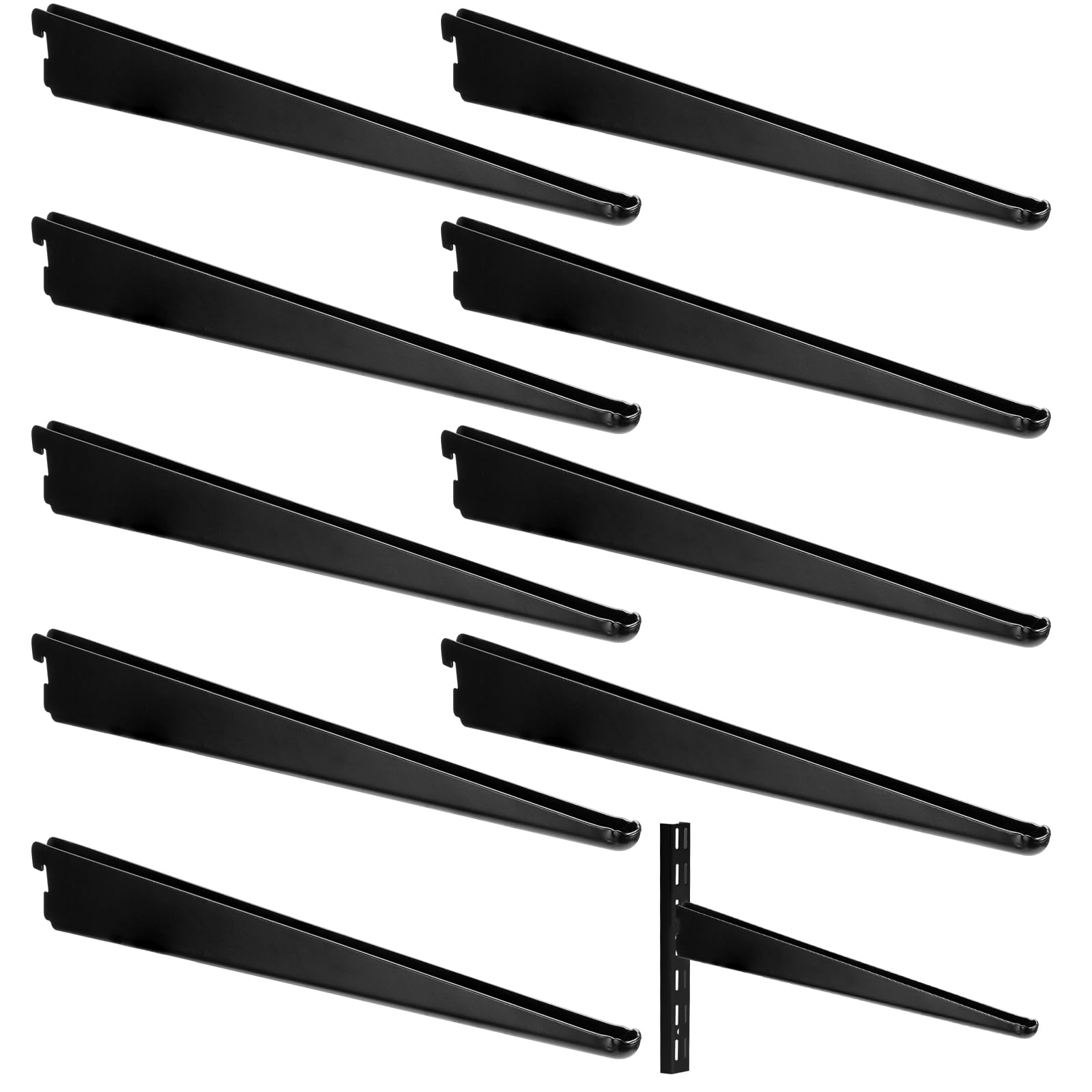 View 1 of Yalikop 10 Pack Adjustable Shelf Brackets for Double Track System Closet Organization Heavy Duty Wire Shelf Brackets (Black,11.5 Inch)