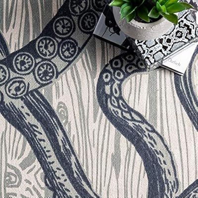 nuLOOM Thomas Paul Printed Octopus Over Board Tassel Area Rug, 3' x 5', Ivory 61Hd3vGakfL