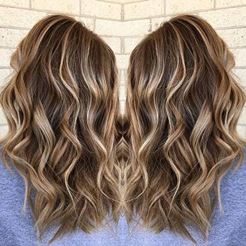 Mosoo 18inch Remy Hair Clip in Extensions Real Human Hair Brown Highlight with Blonde Hair Color Clip in Human Hair Extensions 7Piece 120G Full Head Set Straight Hair