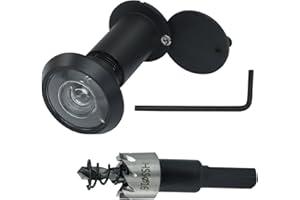 LifCratms Door Viewer Peephole，Zinc Alloy 200 Degree with 16 mm/0.63 inch Drill Bit for 1-3/8" to 2-3/8" Doors for Home Office Hotel (Black)