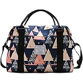 Travel Duffle Bag Weekender Overnight Bag Gym Tote with Dry and Wet Separated Pocket for Women Girls Workout Duffel Water Resistant, Colorful Triangle