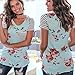 Women Tops,kaifongfu Stripe ❀Short Sleeve Flower Printed T-shirt ❀Blouse Tops (S, Green)