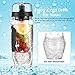 OMORC Fruit Infuser Water Bottle, 32OZ BPA-free Tritan Sport Bottle with Gel Freezer Ball, Removable Infusion Rod, Leakproof Flip Top Lid, Fruit Recipes and Cleaning Brush for Sports, Camping and Home