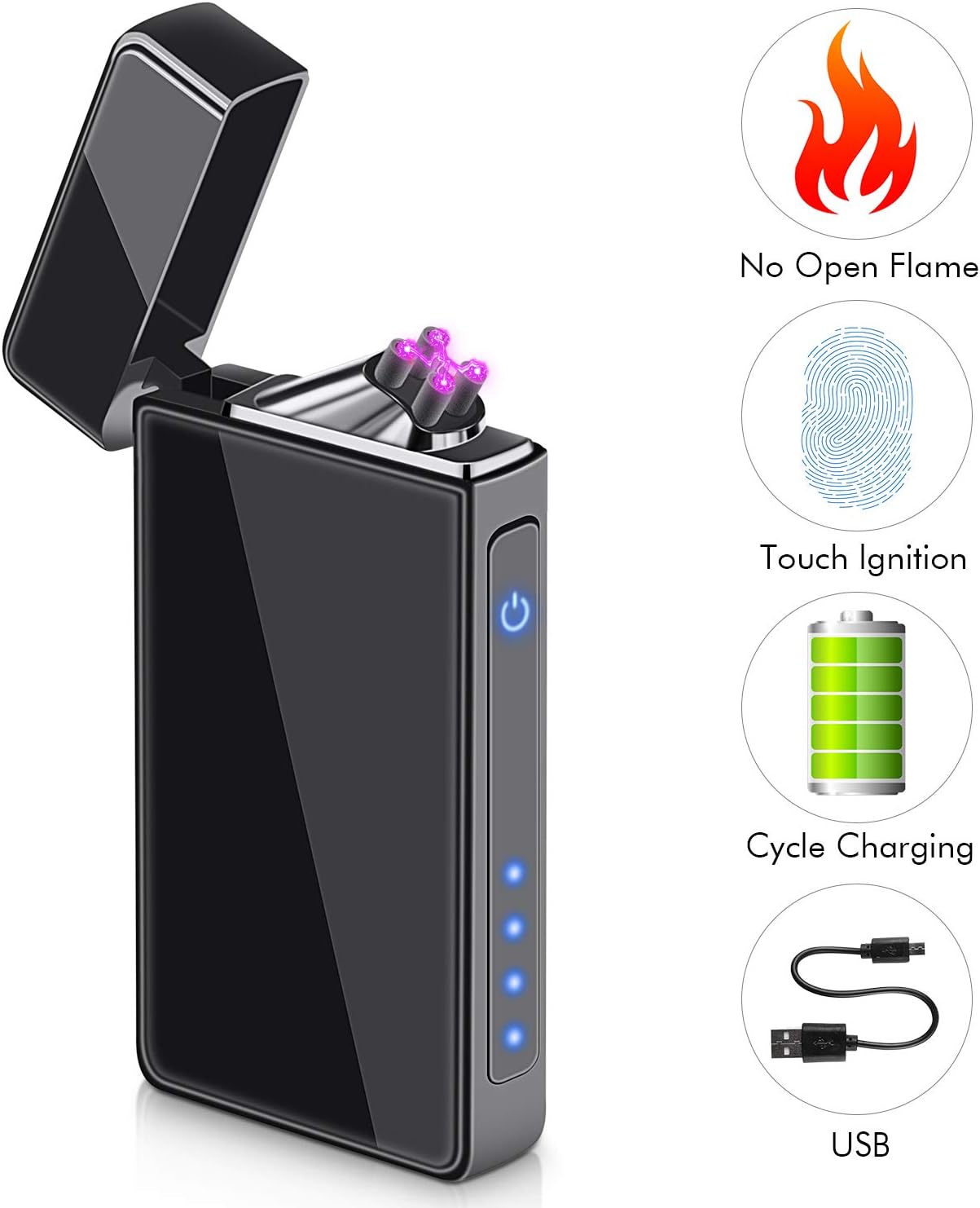 Rouclo USB-aufladbares Lichtbogen-Feuerzeug – Winddicht, Flammenlos, Mit Flexiblem Hals Für Kerzen & Gasherd (Roségold)