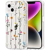 MOSNOVO for iPhone 13/14 Case | Military Grade 6.6ft Drop Tested | Clear with Wildflowers Design