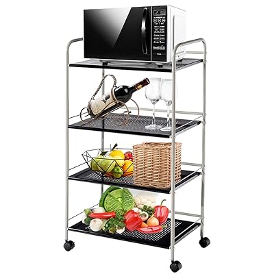 Giantex Rolling Utility Cart with Lockable Wheels, Steel Shelf Rack