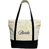 Ruichimi Bride Tote Bag Bride Canvas Beach Bag Travel Tote Handbag Bride To Be Gifts Bridal Shower Gifts for Wedding Day