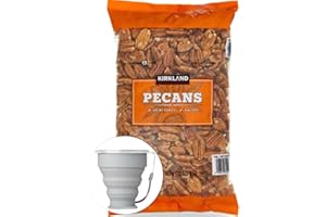 Kirkland Signature Pecan Halves, Baking Nuts, 2 lbs Item 203444. Bundle with MORALZA Silicone Collapsible Cup 200ml - 2 Items.