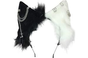 VIGVAN Animal Cosplay Ears Fox Cat Ears Chain Punk Cross Cat Ears Headbands