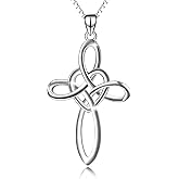 YFN Celtic Knot Cross Necklace Sterling Silver Infinity Love Heart Pendant Necklace