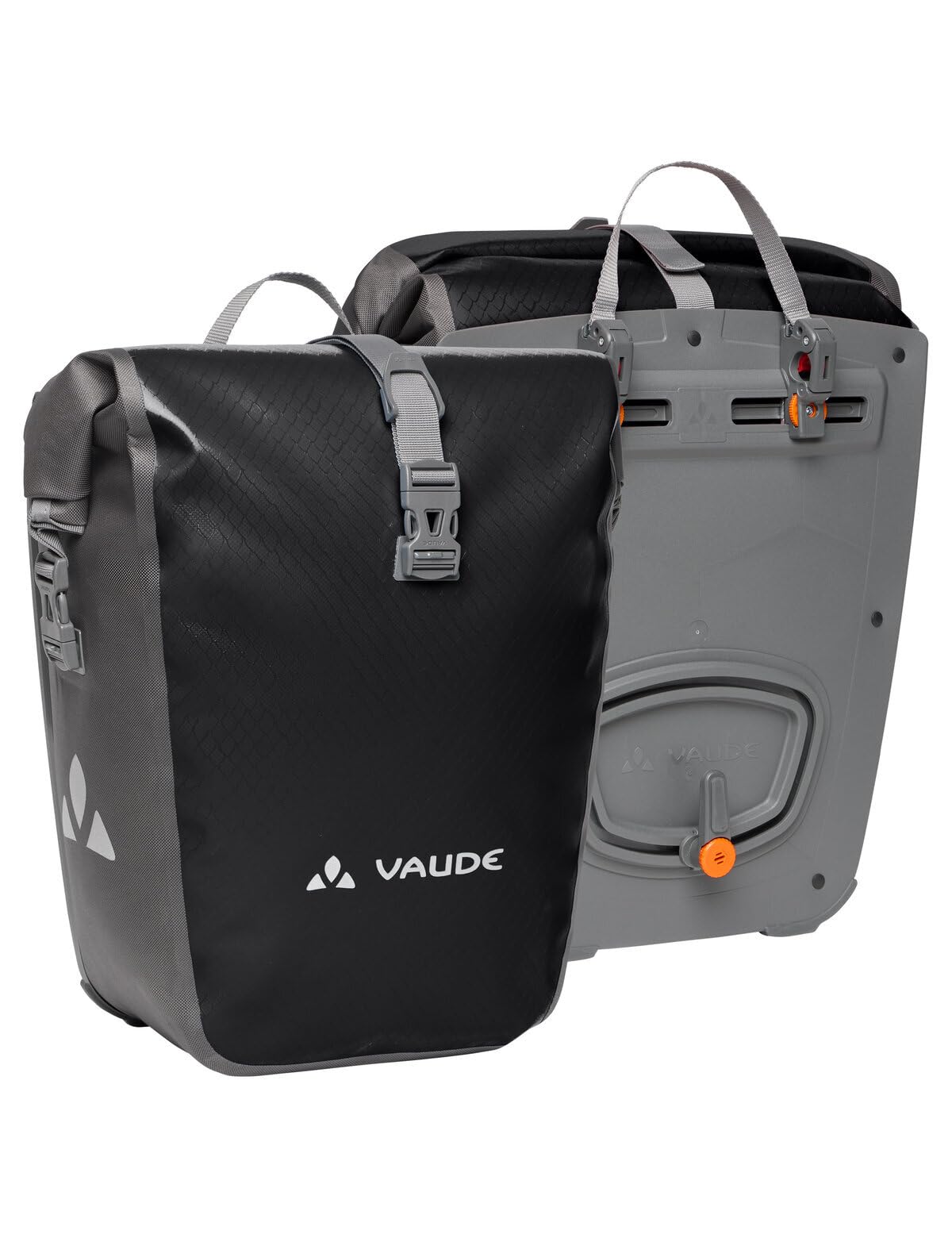 VAUDE Rear Pannier Bike Bag - Set of 2 - PVC-Free Tarpaulin Bike Panniers - Waterproof Pannier Bags with a 48 Litre Total Storage Volume - Black