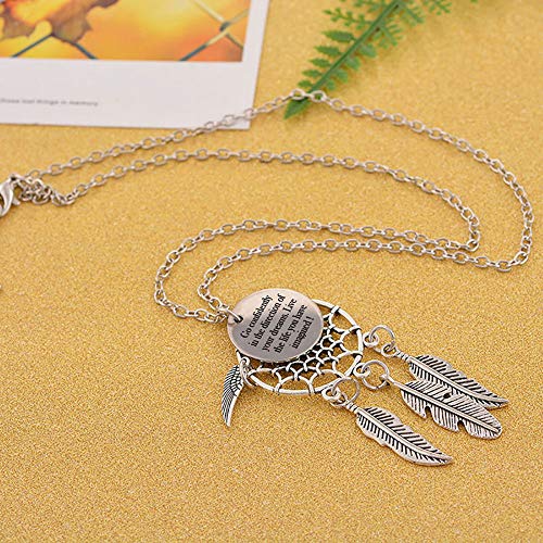 MJartoria Women's Dangling Feather Charms Filigree Tribal Dreamcatcher Pendant Chain Necklace (Go Confidently) - Thumbnail 5