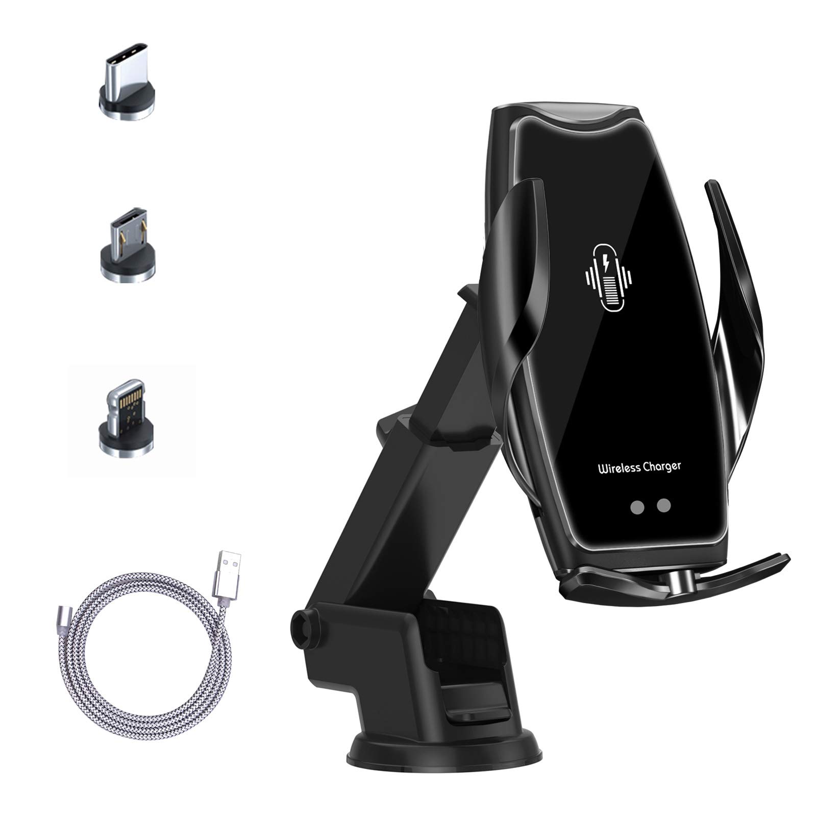 Wireless Car Charger 10W Qi Fast Smart Sensor Auto-Clamping Car Phone Wireless Charger Mount Air Vent Phone Holder for Apple iPhone 11/11 pro/X/XS Max/XR/8/8Plus - Huawei Mate 20/30/RS- Samsung Galaxy Note 8/9/10/10+5G - Sansung Galaxy S8+/S9/S9+/S10/S10+ (Black)