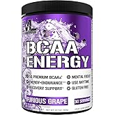 EVL BCAAs Amino Acids Powder - BCAA Energy Pre Workout Powder for Muscle Recovery Lean Growth and Endurance - Rehydrating Post Workout Recovery Drink with Natural Caffeine - Furious Grape