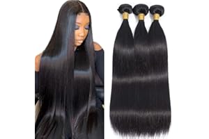 WOWQUEEN 10A Brazilian Straight Human Hair Bundles 18 20 22 Inch 100% Unprocessed Virgin Straight Weave 3 Bundles Deals Human Hair