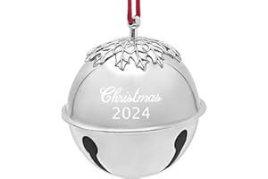 ZMCINER Christmas Bell Ornament 2024 Silver Bells Ornament for Christmas Decorations Engraved Sleigh Bells for 2024