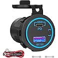 83W Laptop Car Charger Socket 12V USB Outlet: OUFFUN 65W PD USB-C Car Charger and 18W QC3.0 Outlet with Power Switch Waterproof DIY USB Port 12V Socket for Car RV Boat Marine Motocycle Truck Golf Cart