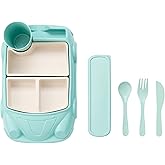 Kids garden Car Plate 8Pcs/Set Bamboo Children Dinnerware Sets - Dishwasher/Microwave Safe Includes Cutlery, Beautiful Plate, Separable Bowls &amp; Cup Happy MealTime, Light Green, YK-001