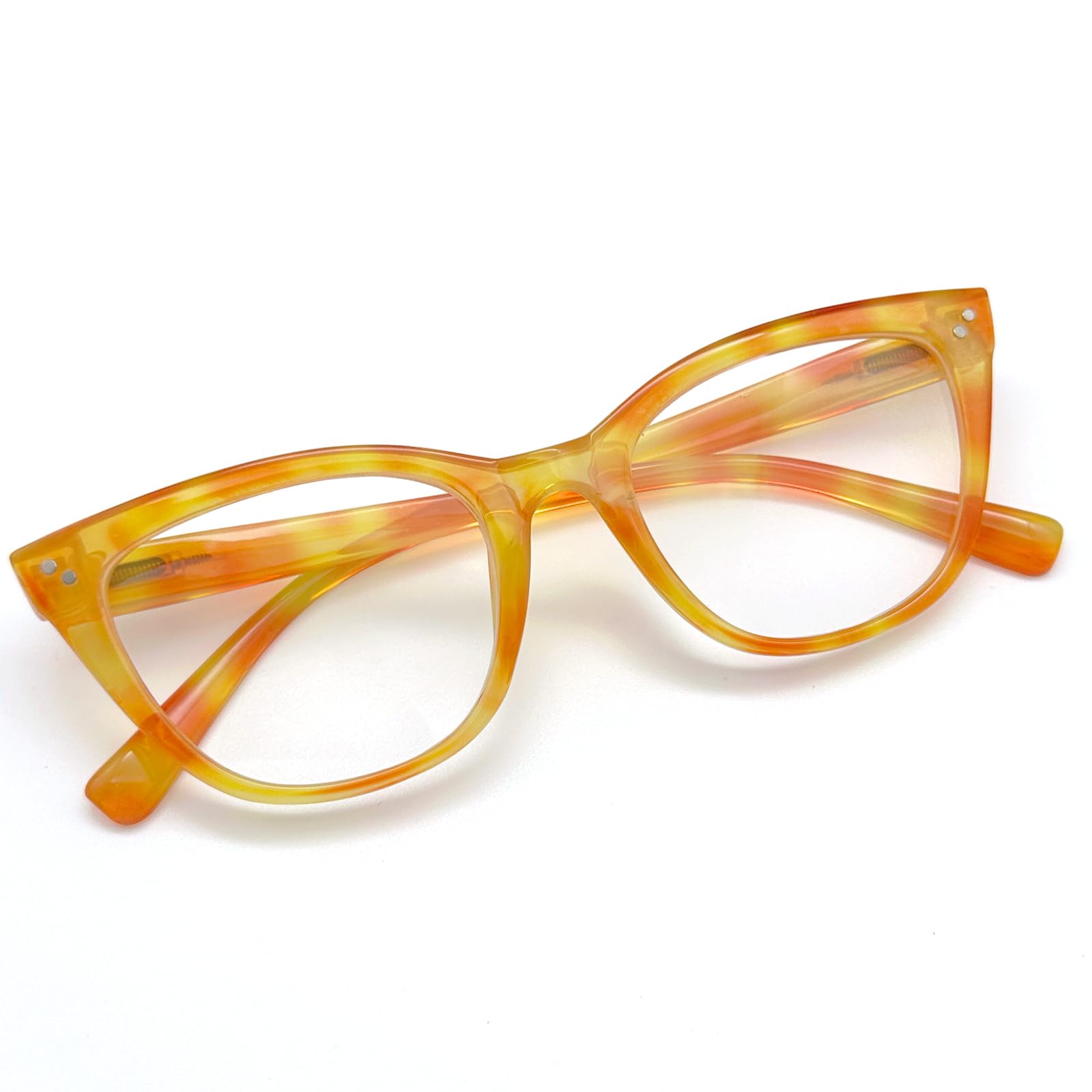 Photo 1 of YIJIA-YOUNG Cat Eye Oversize Reading Glasses for Women Blue Light Blocking Readers with Comfortable Spring Hinges (Yellow, 3.0, x)