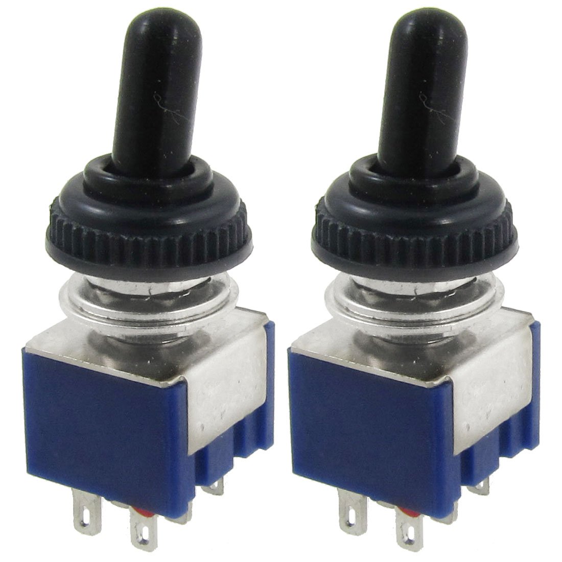sourcingmap 2 Pcs AC 125V 6A ON/ON 2 Position DPDT Toggle Switch with Waterproof Boot