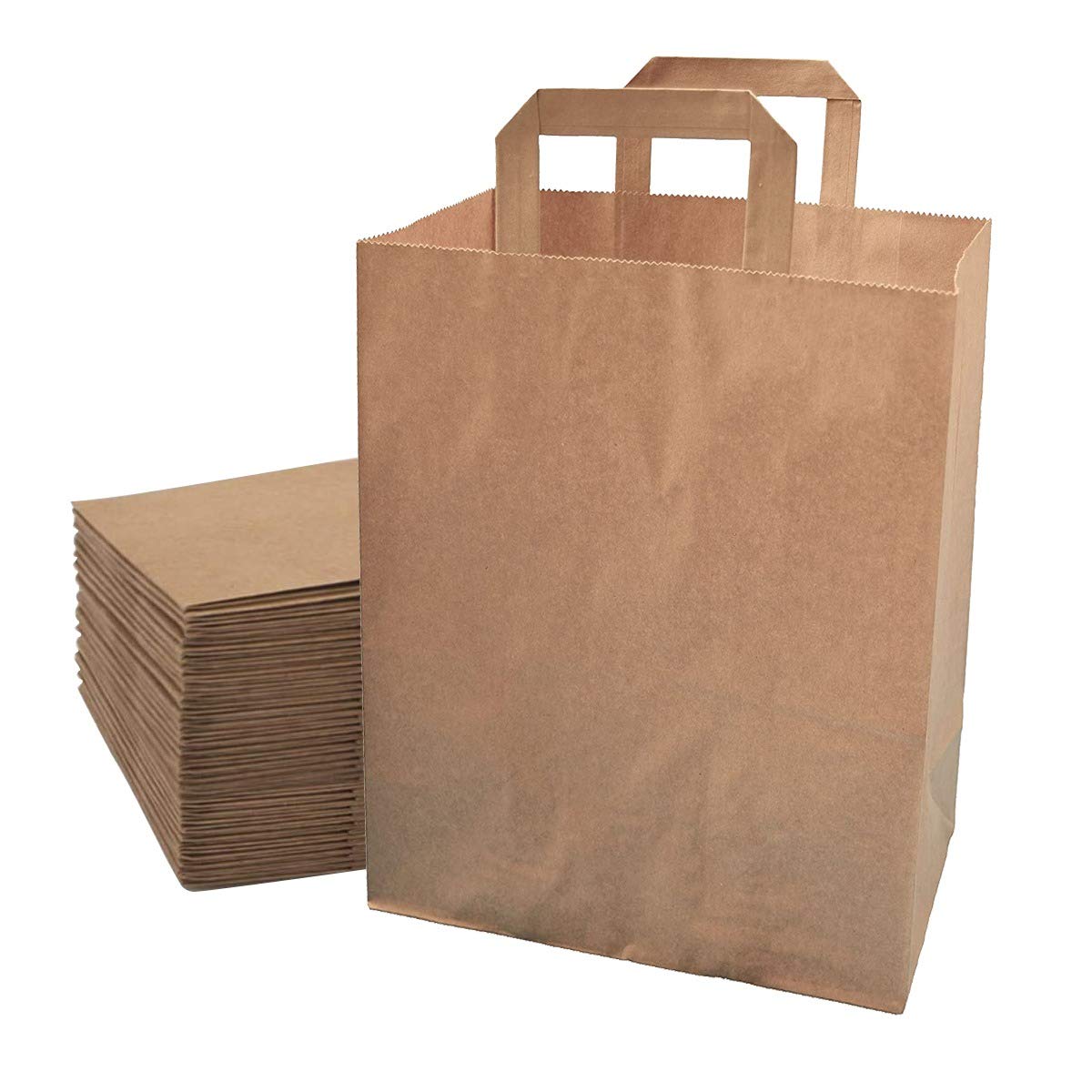 ASMEIR Paper Bags - Pack of 25 Eco-Friendly Brown Paper Bags - 130 GSM Sturdy Paper Bags With Handles For Any Occasion - All Purpose Paper Lunch Bags, Gift Bags, Party Bags, Sweet Bags, Sandwich Bags