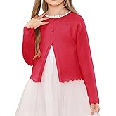 NikNio Girls Long Sleeve Knitted Bolero Cardigan Cropped Button Closure Kids Shrug Sweater 1-10 Years