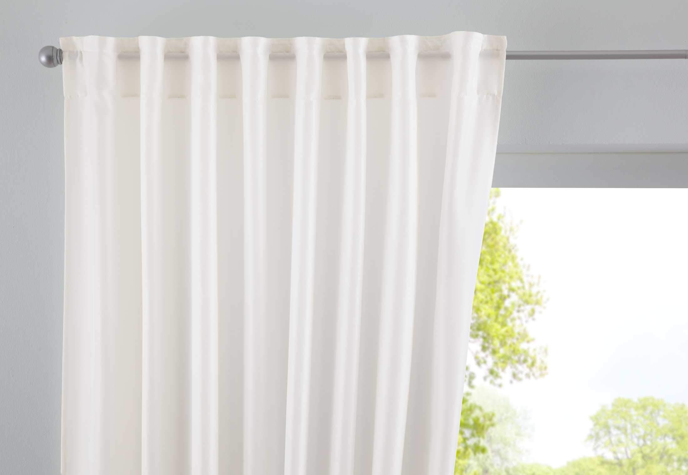 Gardinenbox Cationic Jena Curtain Box Hidden Loops Opaque Linen Look Mottled Curtain Tape with Tie Backs 100% Polyester Cream Height 250 x Width 140 cm