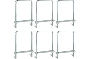 ZORUNNA Square U Bolts 4 inch Wide, 3/8" D x 4" W x 7" L Galvanized U-Bolts for Boat Trailer Tube, Rectangular Wood and Metal Objects (6 PCS)