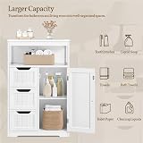 Yaheetech White Floor Cabinet with 3 Drawers and Door Adjustable Shelf view 5