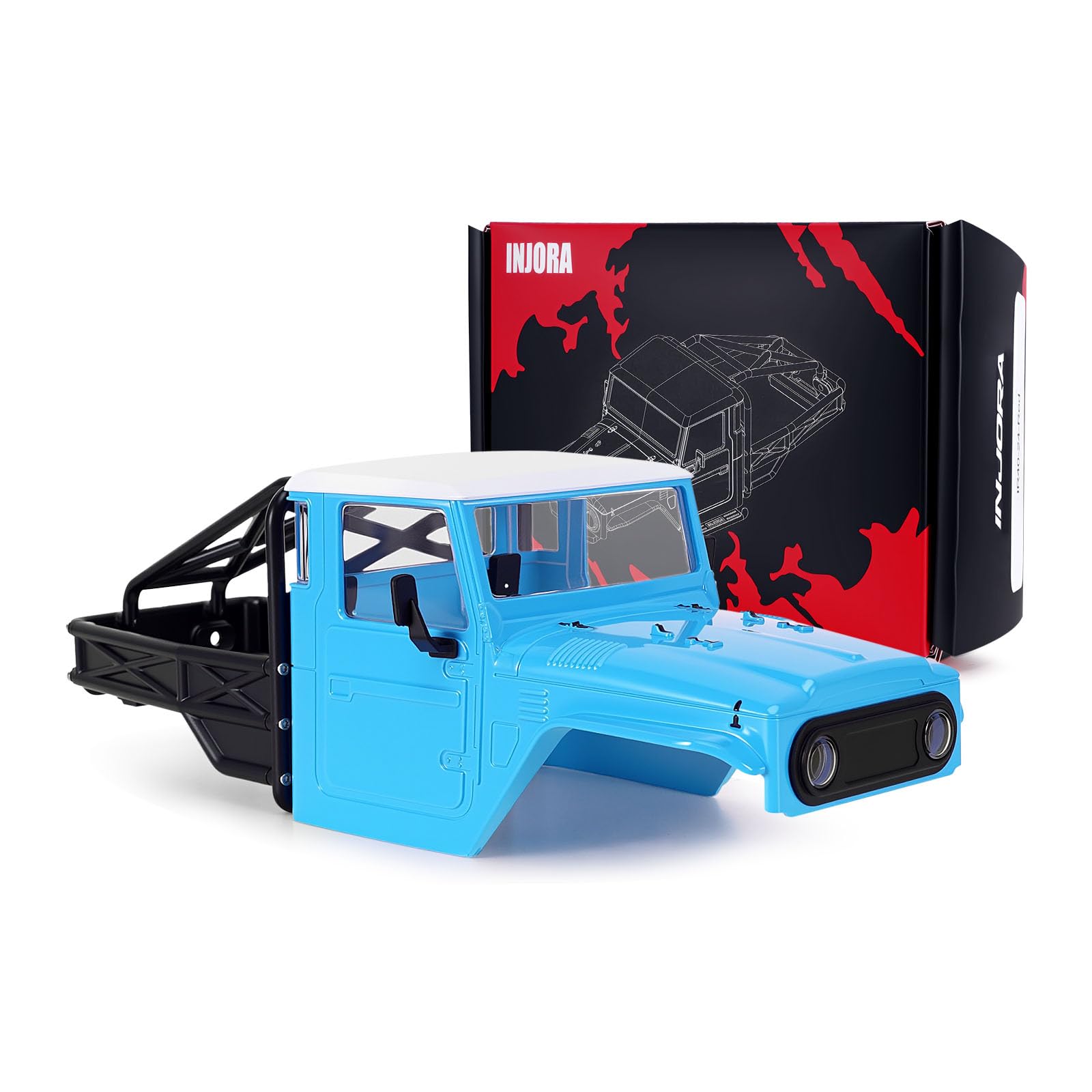 Photo 1 of INJORA IR40-24 Half Truck Hard Body with Cage for 1/24 SCX24 Upgrade(Blue)