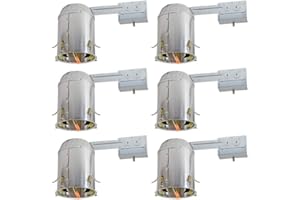 FOUR-BROS LIGHTING 6 Pack - 5" Inch LED Remodel Remodel Housing Can IC Rated Airtight Housing Title 24 Certified 75 MAX Wattage Halo & Juno Replacement