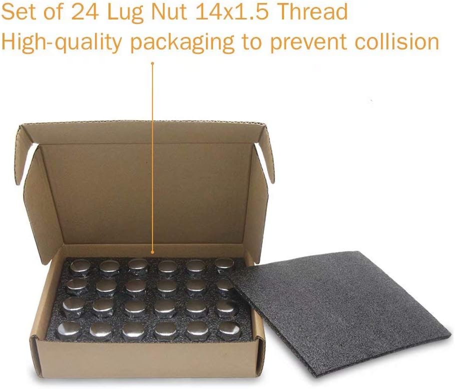 GAsupply 14x1.5 Chrome Lug Nuts, Closed End Bulge Acorn Lug Nut 3/4" 19mm Hex 1.38" Tall Conical Seat Fit for Acura, Buick, Cadillac,Chevy, 24 Pack: Automotive