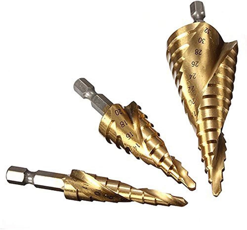 RUIMI Titanium Step Drill Bit Spiral Metric Sizes 3Pcs