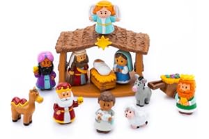 JOYIN 13 PCS Christmas Little Nativity Playset, Reenact Miniature Toys Nativity Set, Christmas Manger Scene for Kids, Present, Xmas Decorations