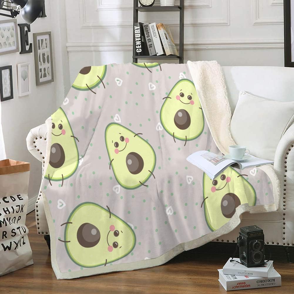 Bedbay Avocado Blanket Cartoon Fruit Throw Blanket Sherpa