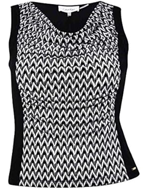 Calvin Klein Women's Printed Drape Neck Blouse