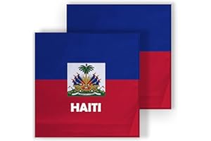 2 Packs Haiti Cotton Bandanas For Man Woman,52×52 CM Haitian Flag Square Headband Kerchief,Soft Head Band Bandana Scarf For S