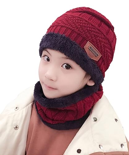 HINDAWI Winter Hats Scarf for Boys Girls (5-14 Years) Warm Snow