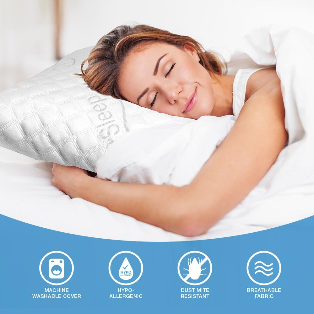 WonderSleep Dream Rite Shredded Hypoallergenic Memory Foam Pillow Series Luxury Adjustable Loft Home Pillow Hotel Collection Grade Washable Removable Cooling Bamboo Derived Rayon Cover- Queen 1 Pack: Home & Kitchen