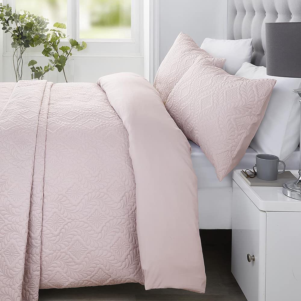Serene - Gianna - Pinsonic Duvet Cover Set - Single Bed Size in Blush