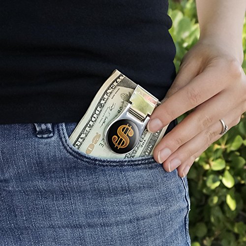 Dollar Sign Symbol Satin Chrome Plated Metal Money Clip