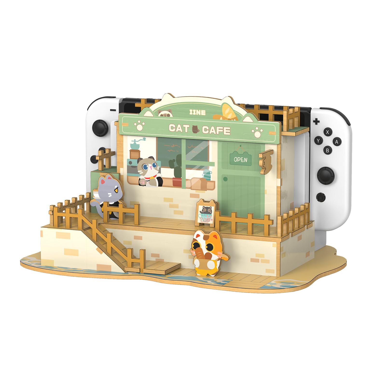 IINE Faceplate Cover for Switch/OLED Dock, Cute Cat Bakery Switch/OLED Dock Shell, DIY Replacement Shell Compatible with Switch/OLED Dock