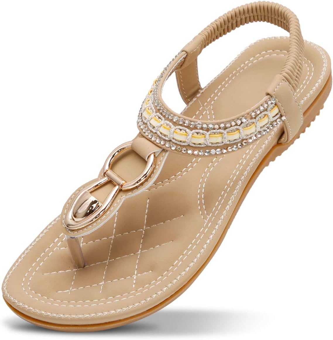 ZOEREA Ladies Sandals Peep Toe T-Strap Bohemia Women Sandals Flats Flip Flops Beach Holiday